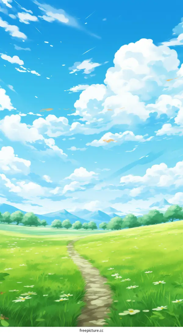 fantasy green field landscape