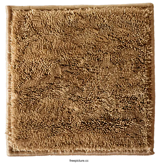 [Transparent Background PNG]Brown Soft Fluffy Shaggy Texture Carpet Rug Floor Mat