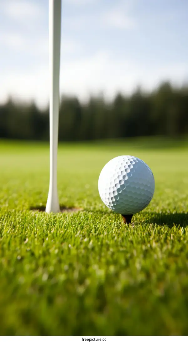 Golf Ball on Tee Ready to Hit