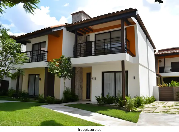 Modern Two Story Home With Balcony And Patio