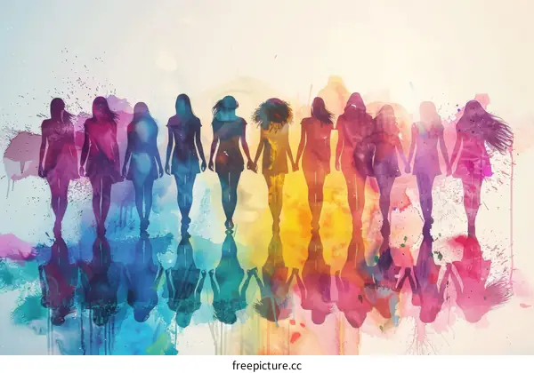 A group of diverse women holding hands in solidarity