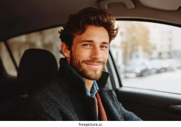 Handsome Man Sitting Inside a Car