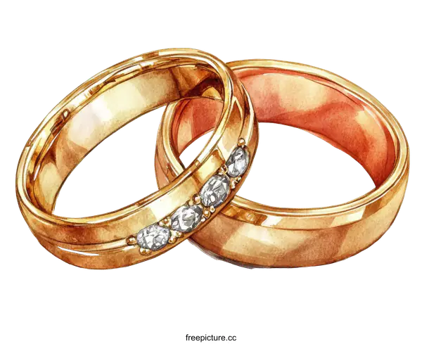 [Transparent Background PNG]Watercolor Illustration of Two Wedding Rings