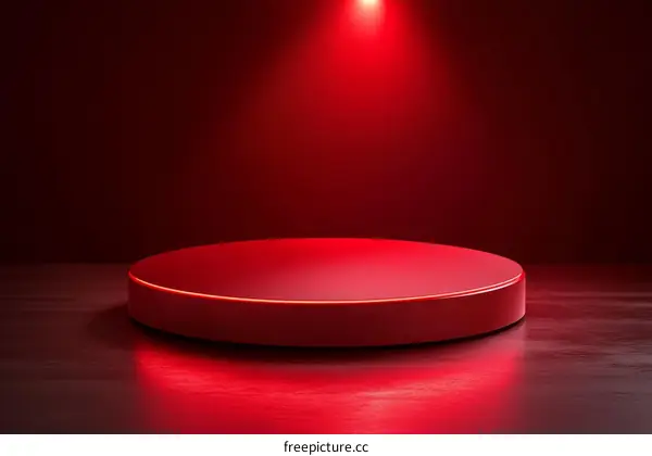 Red Circular Podium Studio Backdrop