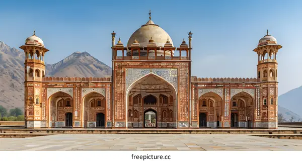 The beautiful ornate Mughal architecture of the Tomb of Muhammad Quli Khan, Ladha Sarai Garden Tomb