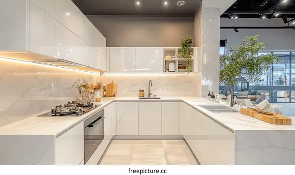 Modern White Kitchen Design Display