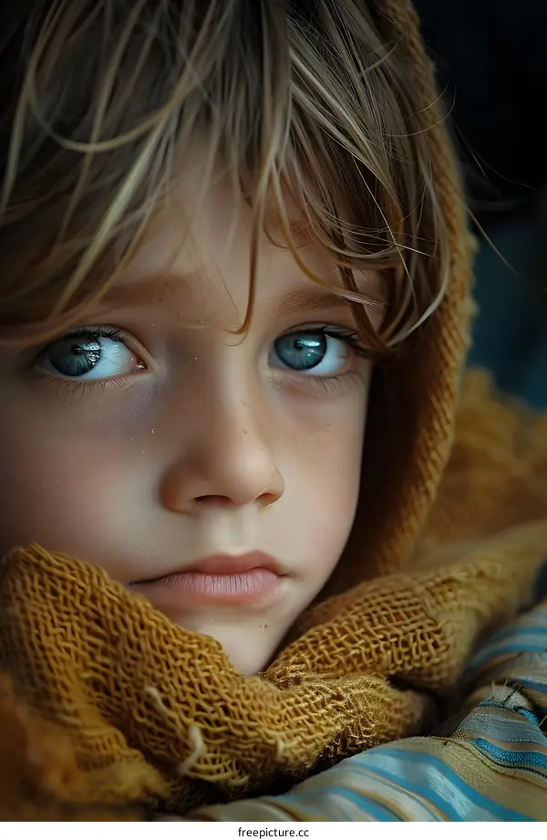 Portrait of a young boy with blue eyes