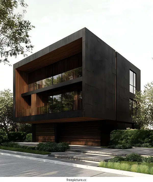 Modern Minimalist Black House Architectural Design