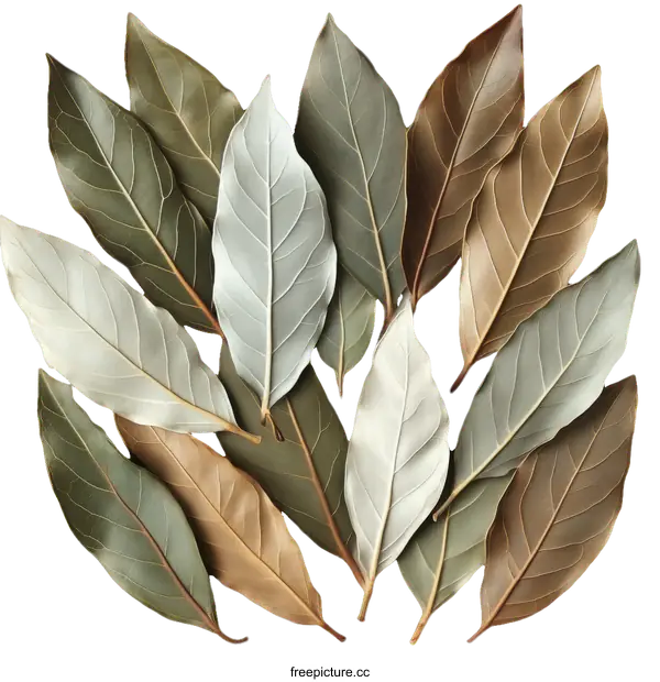 [Transparent Background PNG]Arrangement of Dried Leaves in Various Shades