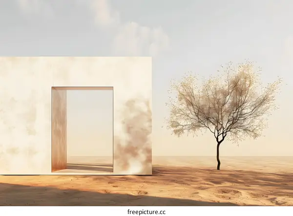 Minimalist Architecture Design With A Single Tree