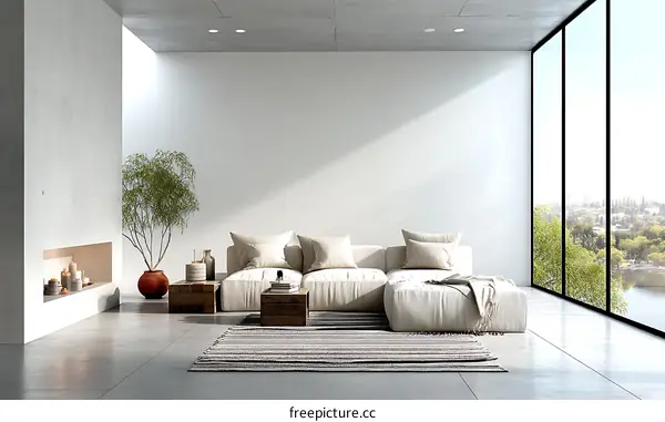 Modern Minimalist Living Room with Panoramic View