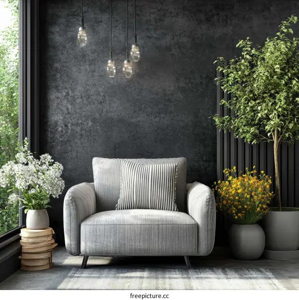 Modern Gray Sofa Room Interior Design