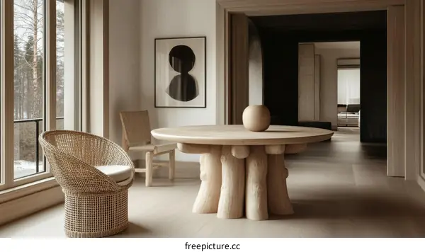 Modern Scandinavian Style Dining Area with Wooden Table