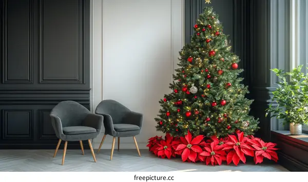 Christmas Tree in a Luxurious Home Interior