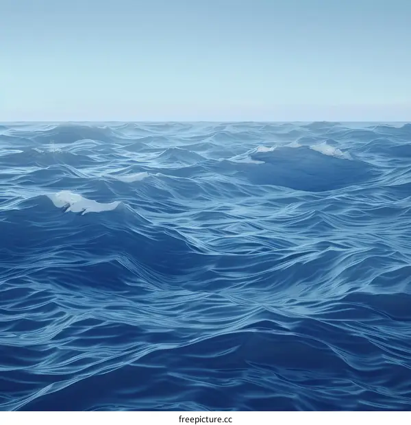 Deep Blue Ocean with Sunlight Reflections