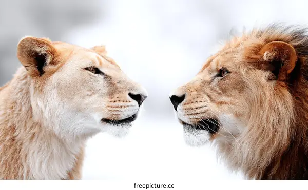 Majestic Lions in Profile View