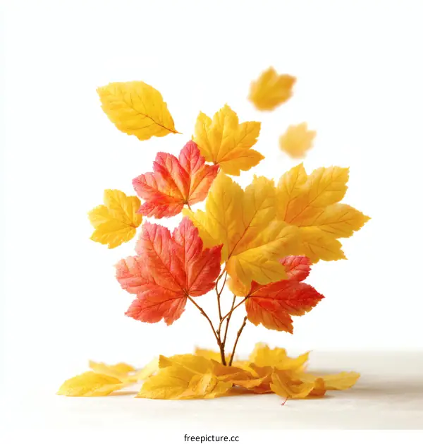 Autumn Leaves Arrangement on White Background
