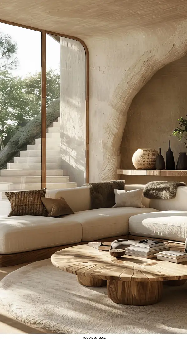 Modern organic interior design living room