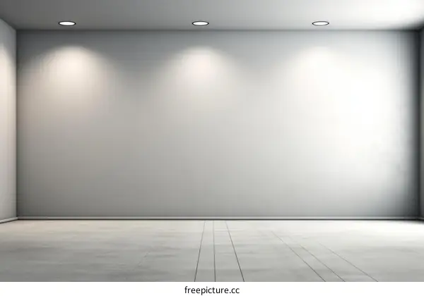 An empty room with a concrete floor and white walls