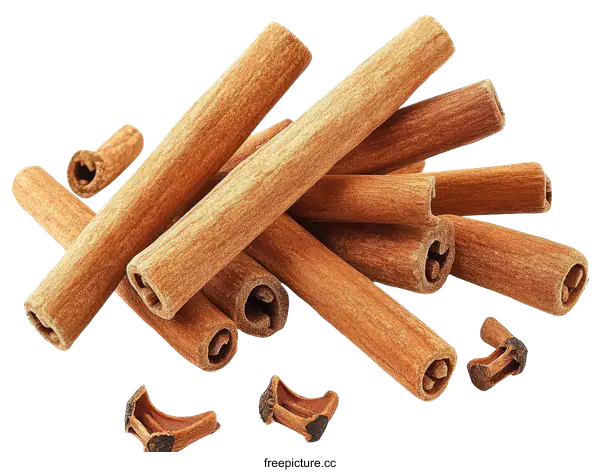 [Transparent Background PNG]Cinnamon Sticks and Star Anise Spices Closeup