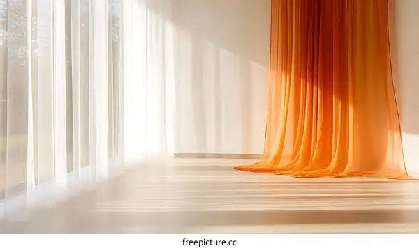 Sunlight Streaming Through Sheer Curtains in a Modern Interior