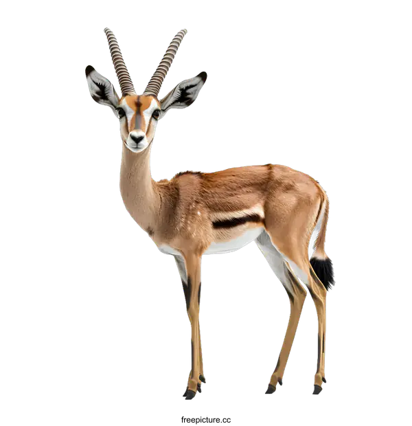 [Transparent Background PNG]Standing Gazelle with White Background