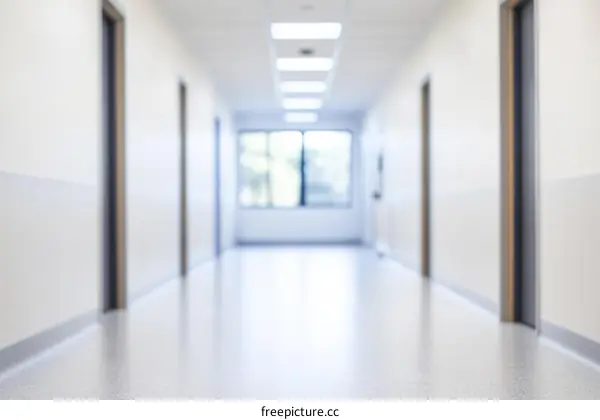 Empty Hospital Corridor with Natural Light