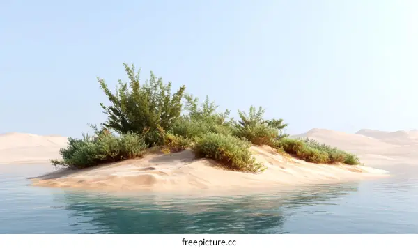 Desert Oasis Island Landscape Illustration