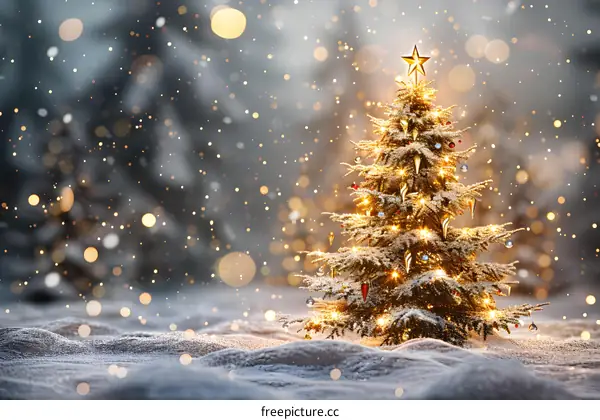 Christmas tree in the snow