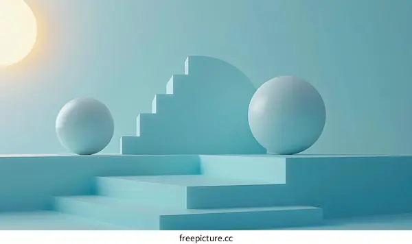 3d rendering blue geometric shapes composition