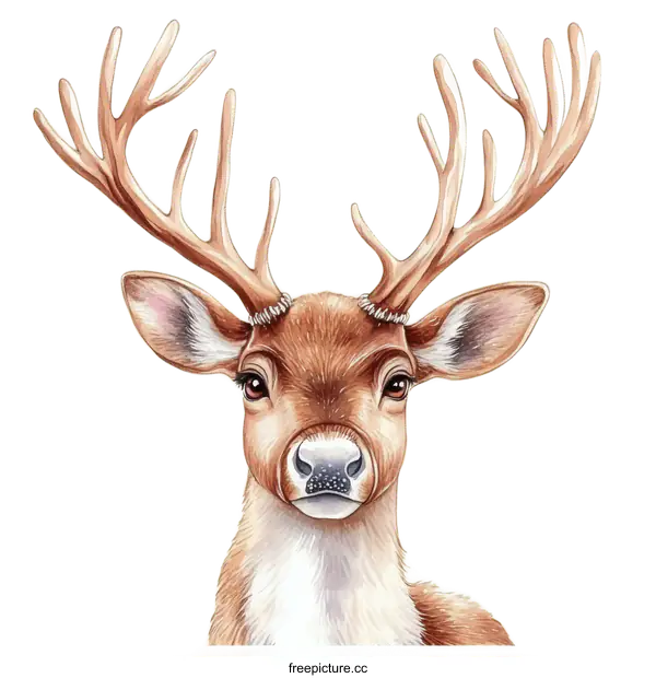 [Transparent Background PNG]Closeup Portrait of a Deer Illustration