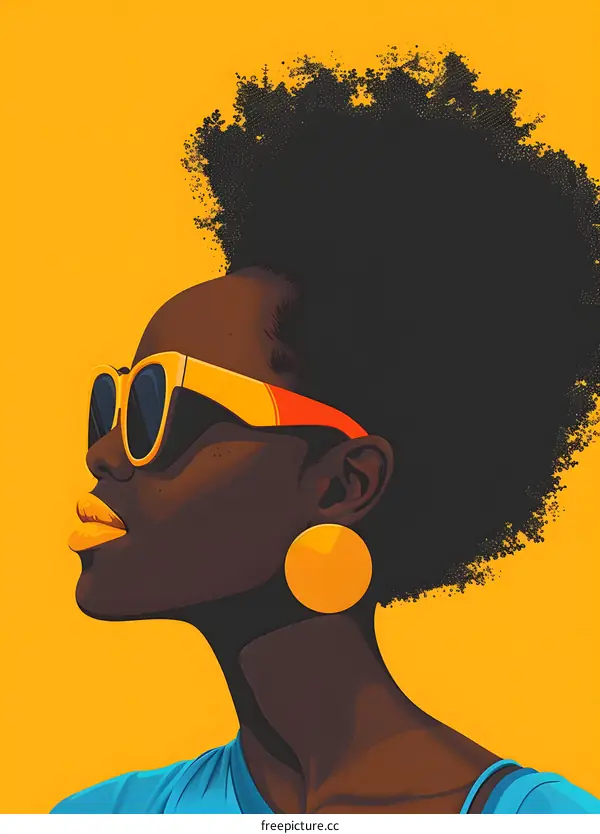 Afro Woman Wearing Sunglasses Illustration