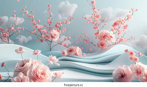 Pink Floral Wonderland Scene Design