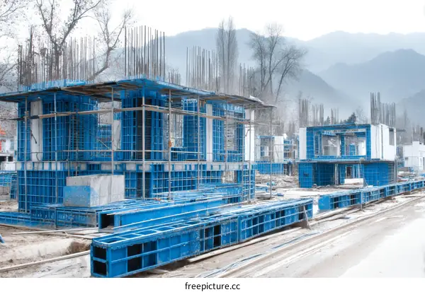 Under Construction Residential Buildings in the Mountains