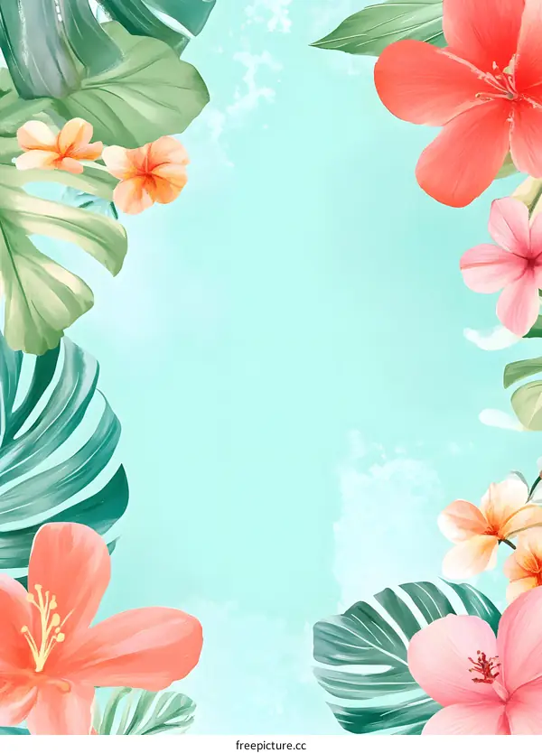 Tropical Floral Watercolor Background