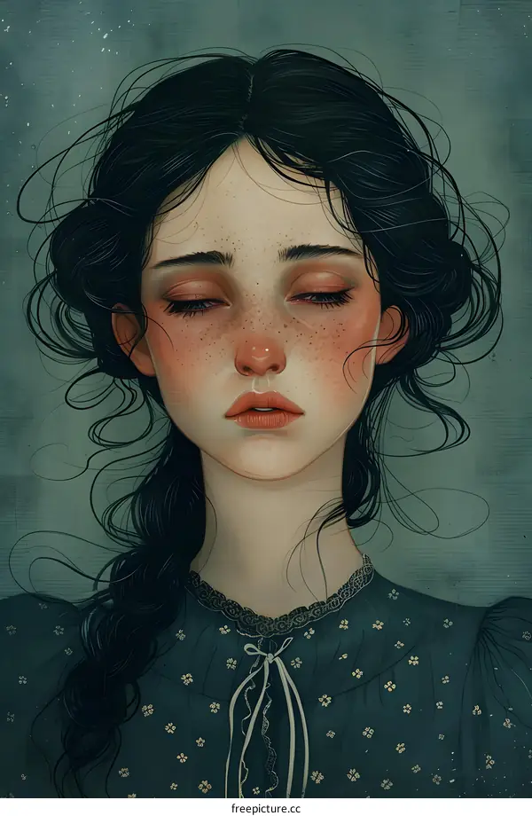 portrait of a young woman with long dark hair