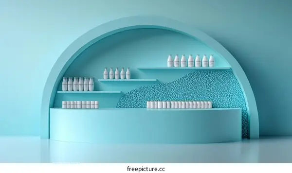 Stylish Empty Shelf Display of Dairy Products