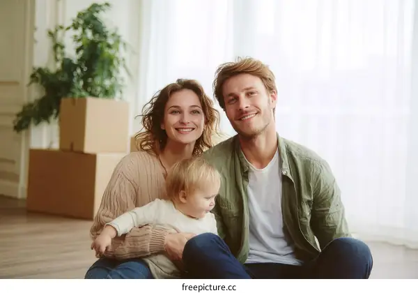 Happy Family Portrait in a New Home