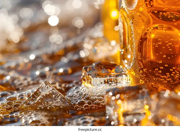 Close Up Of Ice Cubes In A Glass Of Cold Drink