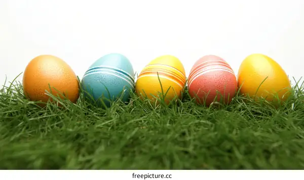 Colorful Easter Eggs on Grass