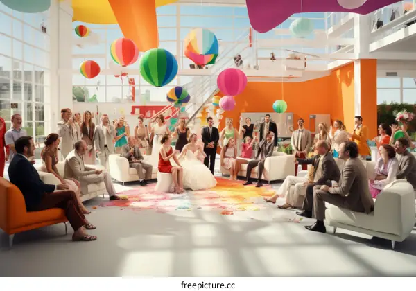 Joyful wedding reception brings family and friends together.