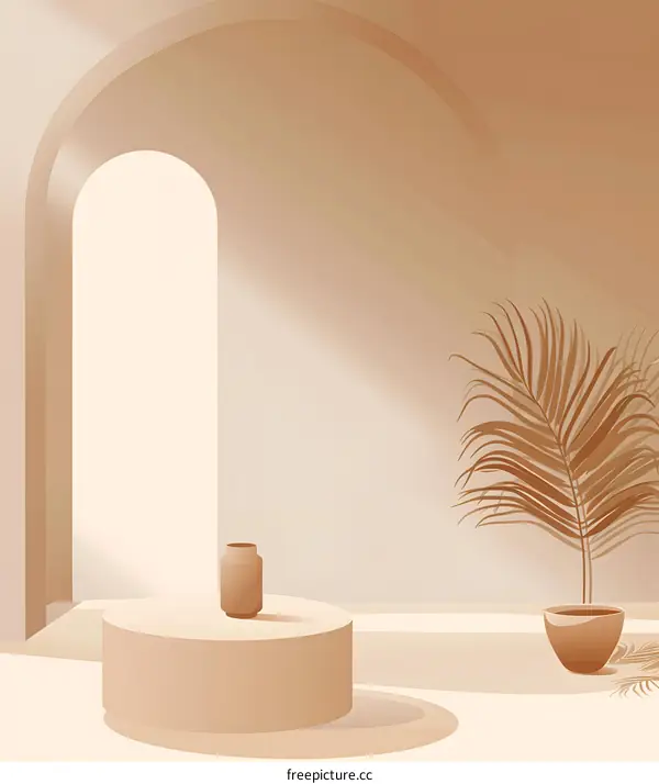 Minimalist Interior Design With Beige Tones And Sunlight