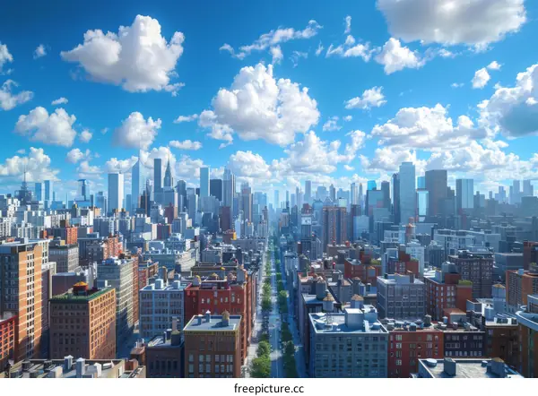 Cityscape Aerial View of Modern Skyscrapers