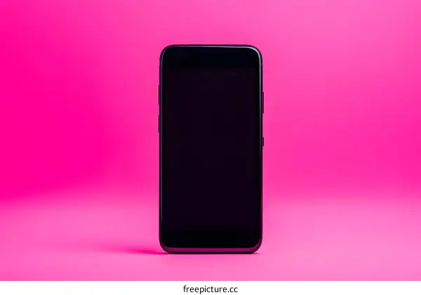 Black Smartphone on Pink Background