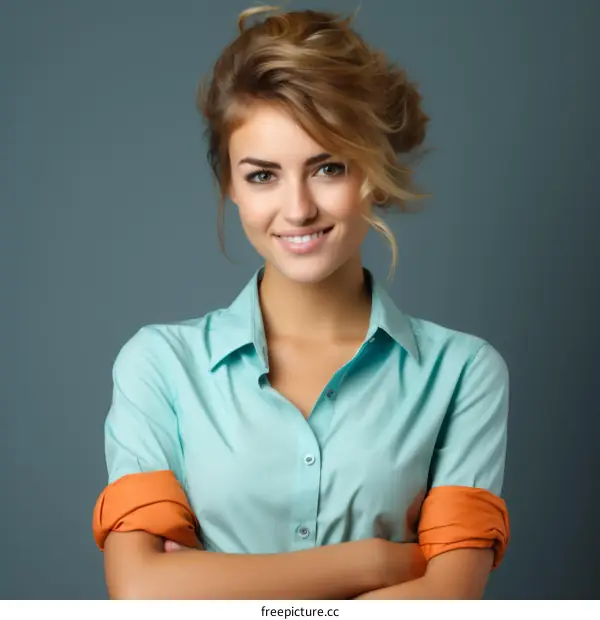 portrait of a beautiful young woman with blonde hair and blue eyes
