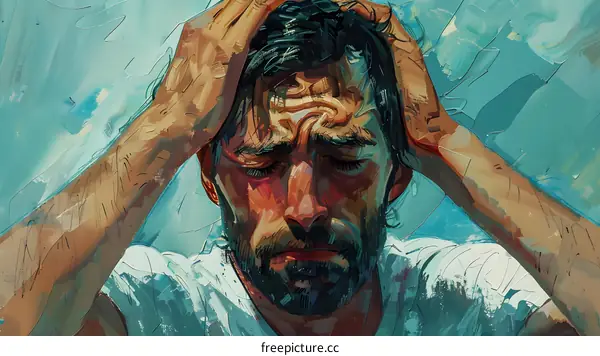 A man with his hands on his head