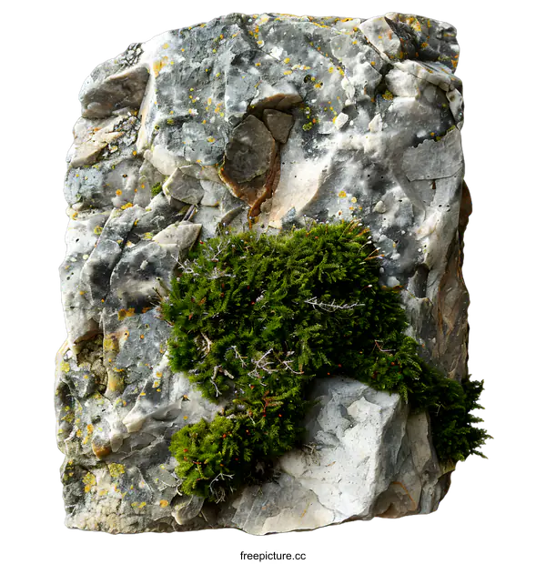 [Transparent Background PNG]Close Up of Rock With Moss
