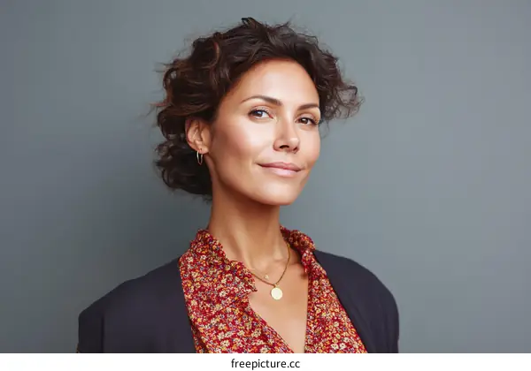 Confident Woman Portrait Against Neutral Background