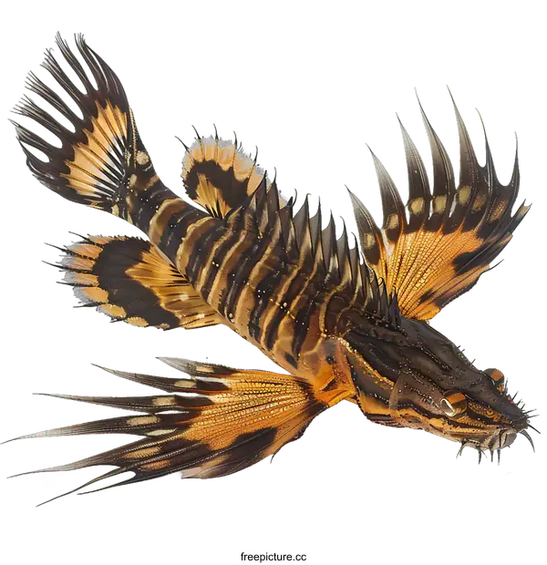 [Transparent Background PNG]Striped Poisonous Fish on White Background