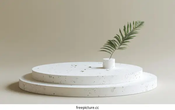 Minimalist Display Stand with Green Plant